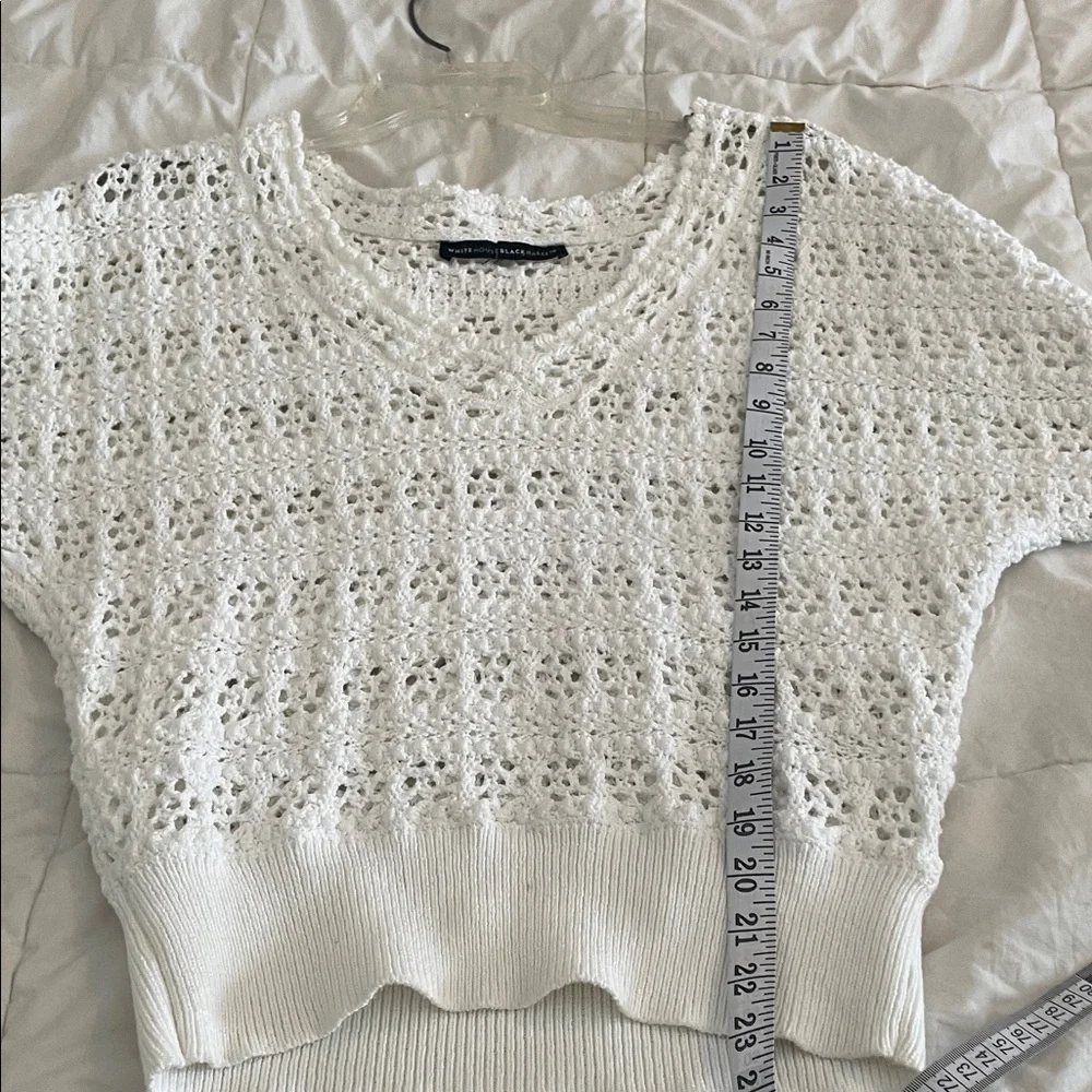 White House Black Market White V-Neck Sweater
